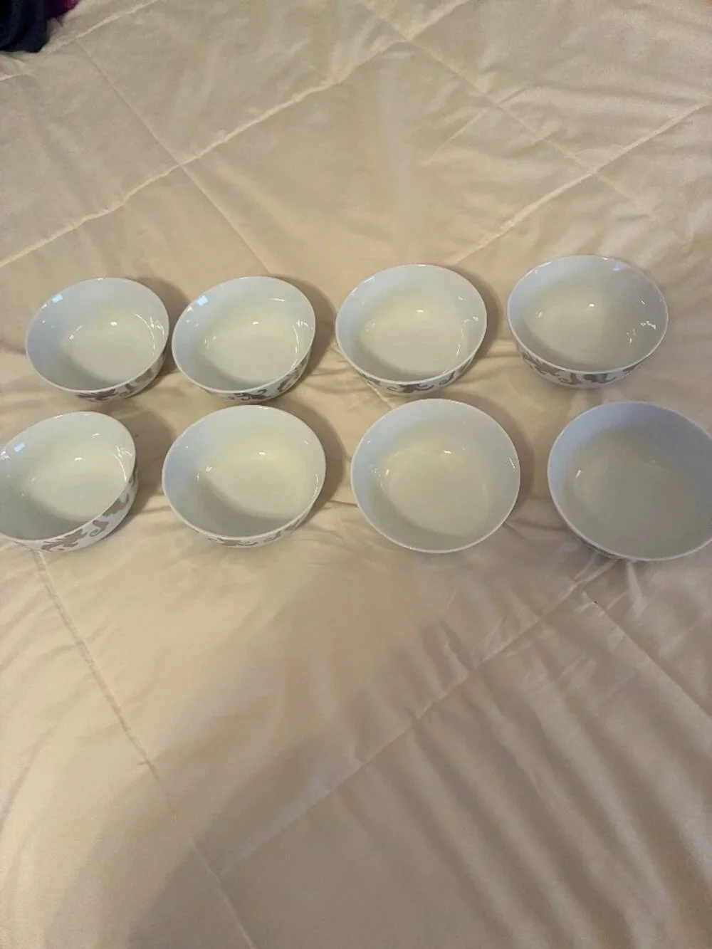 8 Circa Lucas Bowls all fine quality porcelain with metallic accent.